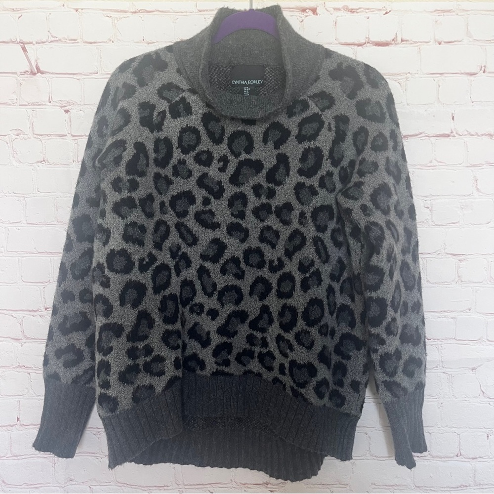 Cynthia Rowley Gray and Black Cowl Neck Sweater size M